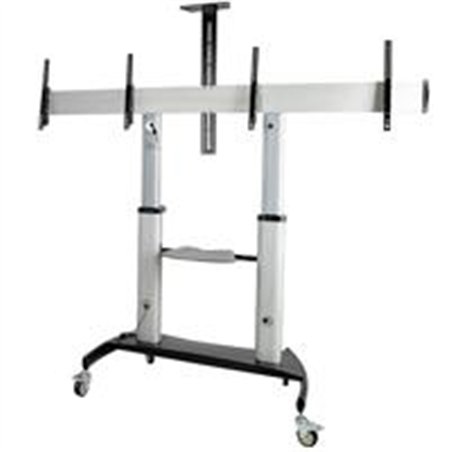 CARRITO PARA DOS TV DE 37 A 60 PULGADAS - HASTA 50KG CADA UNO - SOPORTE VESA MOVIL PARA DOS TV - CON ESTANTES PARA EQUIPOS - SOP