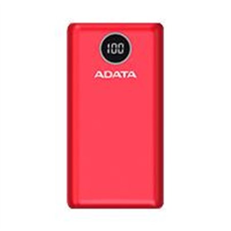 BATERIA DE RESPALDO ADATA POWER BANK P20000QCD 20000MAH/2 USB A/ 1 USB C/INDICADOR DE CARGA DIGITAL COLOR ROJO(AP20000QCD-DGT-CR