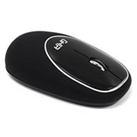MOUSE ERGONOMICO GHIA / GT100NN / INALAMBRICO / RECEPTOR USB / 2 BOTONES / SCROLL / 1000 DPI / MEMORY FOAM / NEGRO