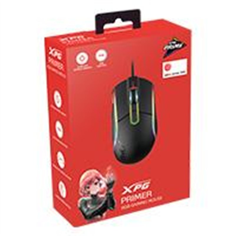 MOUSE XPG PRIMER SWITCH OMRON OPTICO PMW 3360 12000 DPI 50G 250 IPS ALAMBRICO USB TIPO A GAMER RGB COLOR NEGRO (PRIMER-BKCWW)