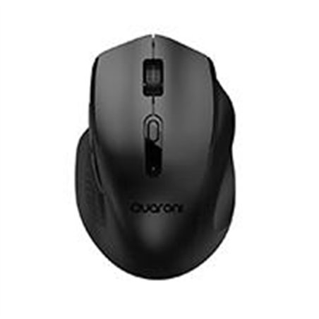 MOUSE INALMBRICO ERGONMICO CON TEXTURA QUARONI 5 SCROLL/RECEPTOR 2.4 GHZ/800 - 2400 DPI/PTICO/4 NIVELES/NEGRO
