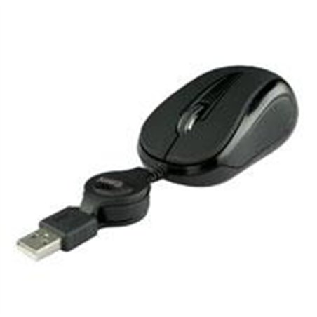 MOUSE MINI ALAMBRICO RETRACTIL OPTICO 1000 DPI CONECTOR USB EASY LINE BY PERFECT CHOICE - NEGRO