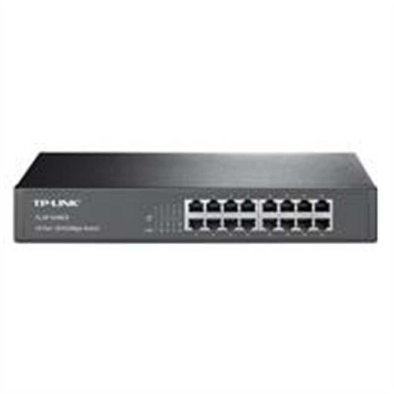 SWITCH | TP-LINK | TL-SF1016DS | 16 PUERTOS RJ45 10/100 MBPS | NO ADMINISTRABLE | PARA ESCRITORIO O RACK DE 13 PULGADAS