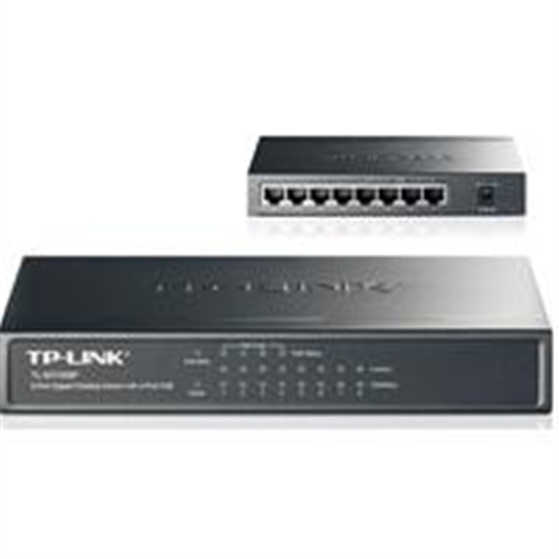 SWITCH | TP-LINK | TL-SG1008P | 8 PUERTOS RJ45 GIGABIT 10/100/1000 NO ADMINISTRABLE CON 4 PUERTOS POE IEEE 802.3AF HASTA 15.4W C