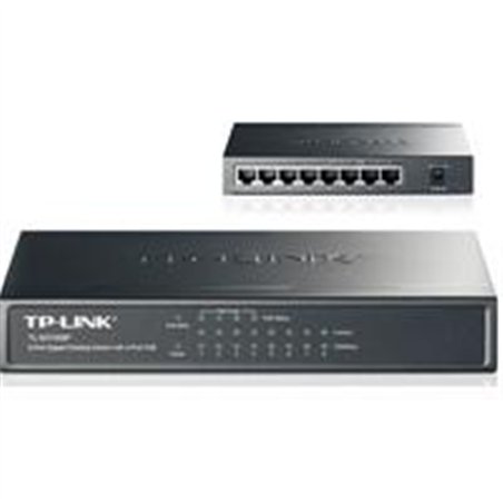 SWITCH | TP-LINK | TL-SG1008P | 8 PUERTOS RJ45 GIGABIT 10/100/1000 NO ADMINISTRABLE CON 4 PUERTOS POE IEEE 802.3AF HASTA 15.4W C