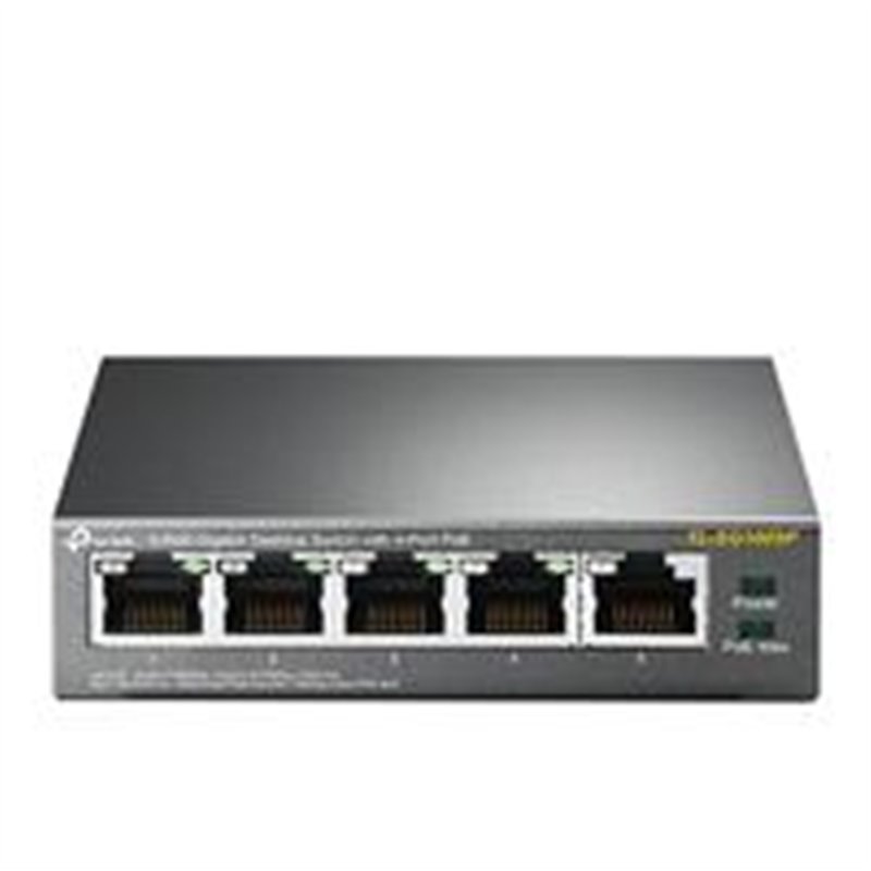 SWITCH | TP-LINK | TL-SG1005P | 5 PUERTOS RJ45 GIGABIT 10/100/1000 MBPS | NO ADMINISTRABLE |CON 4 PUERTOS POE | PARA ESCRITORIO