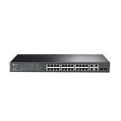 SWITCH TP-LINK TL-SL2428P 24 PUERTOS RJ45 10/100 MBPS POE CON 2 PUERTOS RJ45 GIGABIT Y 2 RANURAS SFP GIGABIT COMBO NO ADMINISTRA