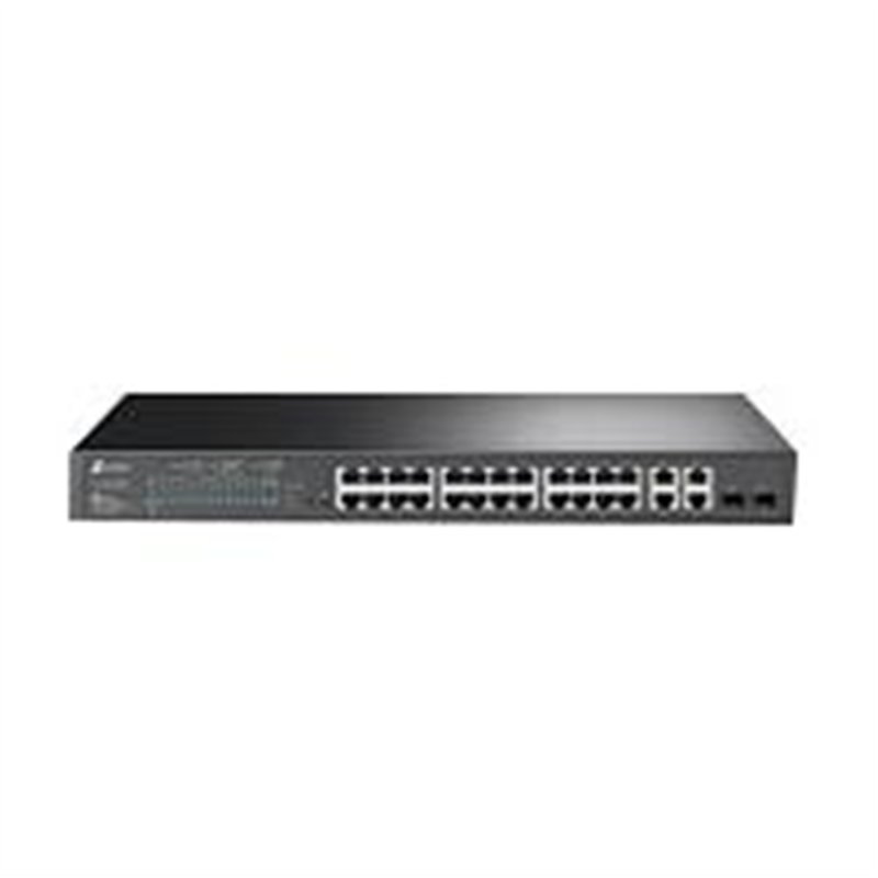 SWITCH TP-LINK TL-SL2428P 24 PUERTOS RJ45 10/100 MBPS POE CON 2 PUERTOS RJ45 GIGABIT Y 2 RANURAS SFP GIGABIT COMBO NO ADMINISTRA