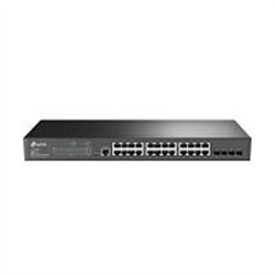 SWITCH TP-LINK TL-SG3428 24 PUERTOS RJ45 GIGABIT 10/100/1000 ADMINISTRABLE CON 4 RANURAS SFP GIGABIT L2 JETSTREAM 1 RJ45 CONSOLA
