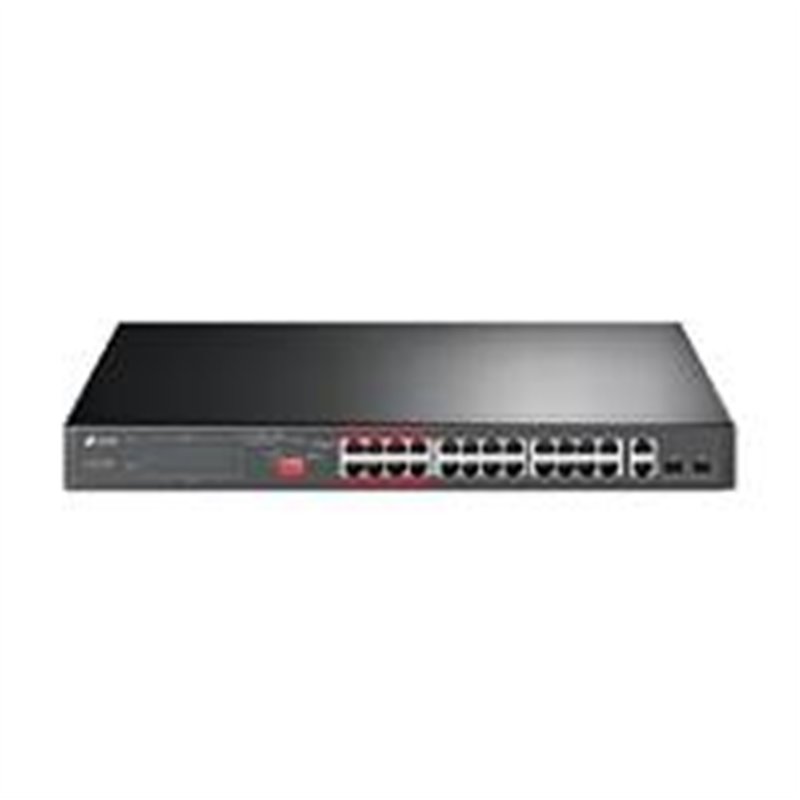 SWITCH | TP-LINK | TL-SL1226P |24 PUERTOS RJ45 10/100 MBPS POE CON 2 PUERTOS RJ45 GIGABIT Y 2 RANURAS SFP GIGABIT COMBO | NO ADM
