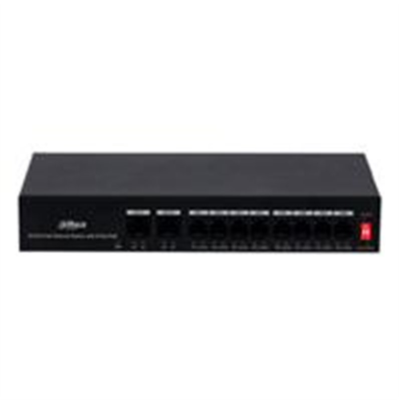 SWITCH  POE DAHUA  DE 10 PUERTOS FAST ETHERNET/ 8 PUERTOS POE/ 2 PUERTOS UPLINK/ 65 WATTS TOTALES/ SOPORTA POE WATCHDOG/ SWITCHI