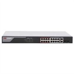 SWITCH MONITOREABLE HIKVISION DS-3E1318P-EI POE+ / 16 PUERTOS 10/100 MBPS POE+ / 2 PUERTOS 10/100/1000 MBPS + 2 PUERTOS SFP DE U
