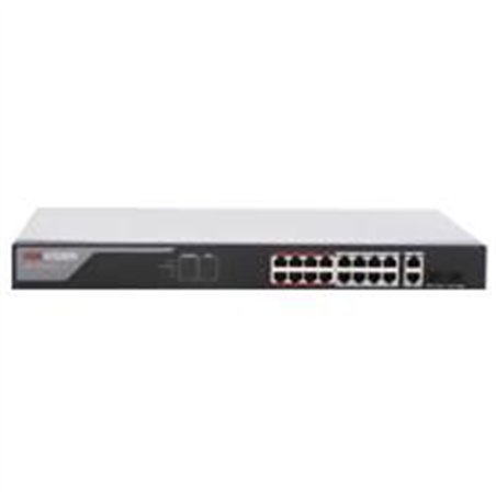 SWITCH MONITOREABLE HIKVISION DS-3E1318P-EI POE+ / 16 PUERTOS 10/100 MBPS POE+ / 2 PUERTOS 10/100/1000 MBPS + 2 PUERTOS SFP DE U