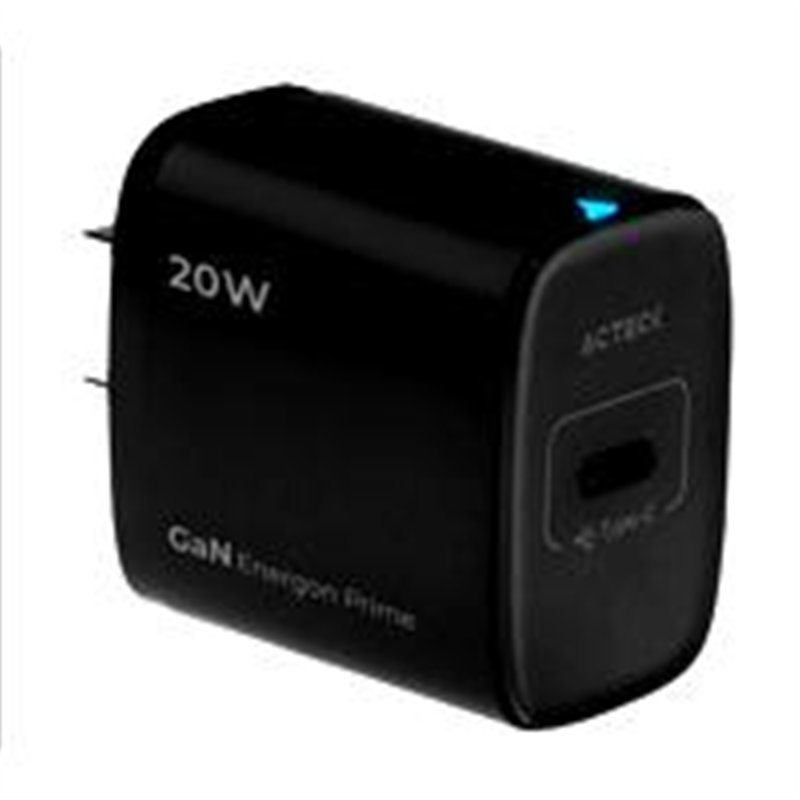 CARGADOR DE PARED ACTECK ENERGON PRIME CP415 / 20W / USB C / CARGA RAPIDA / NEGRO / AC-937122