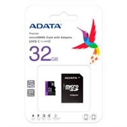 MEMORIA ADATA MICRO SDHC 32GB UHS-I CLASE 10 C/ADAPTADOR (AUSDH32GUICL10-RA1)