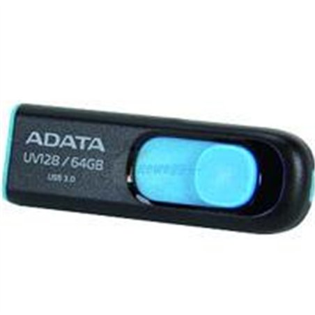 MEMORIA ADATA 64GB USB 3.2 UV128 RETRACTIL NEGRO-AZUL (AUV128-64G-RBE)