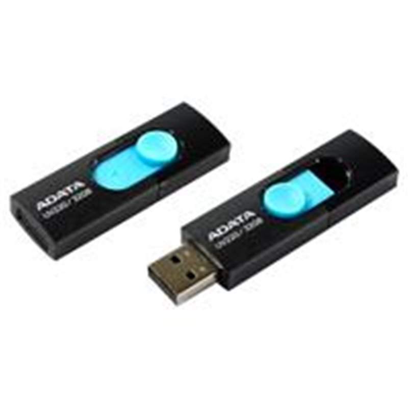MEMORIA ADATA 32GB USB 2.0 UV220 RETRACTIL NEGRO-AZUL (AUV220-32G-RBKBL)