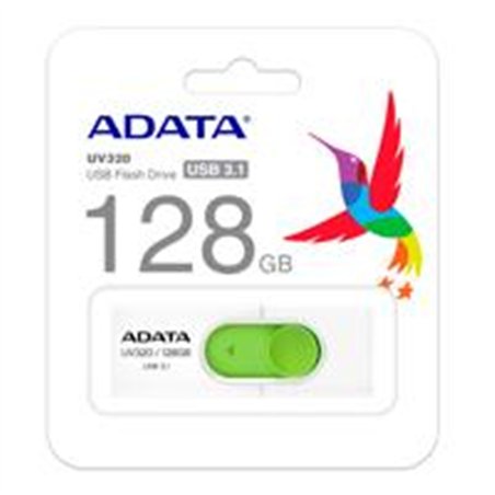 MEMORIA ADATA 128GB USB 3.2 UV320 RETRACTIL BLANCO-VERDE (AUV320-128G-RWHGN)
