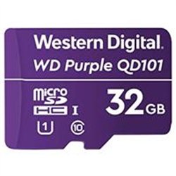 MEMORIA WD PURPLE SC QD101 MICRO SDHC 32GB VIDEOVIGILANCIA 24/7 CLASE 10 U1 LECT 50MB/S ESC 40MB/S WDD032G1P0C