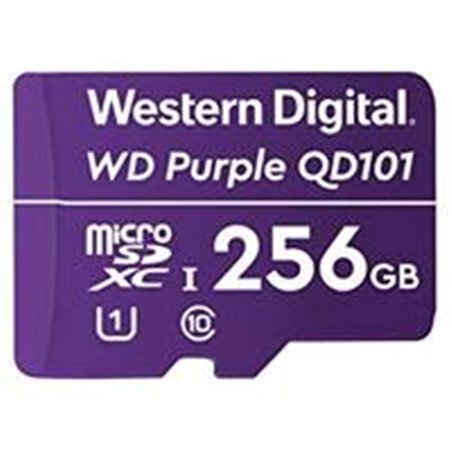 MEMORIA WD PURPLE SC QD101 MICRO SDXC 256GB VIDEOVIGILANCIA 24/7 CLASE 10 U1 LECT 50MB/S ESC 40MB/S WDD256G1P0C