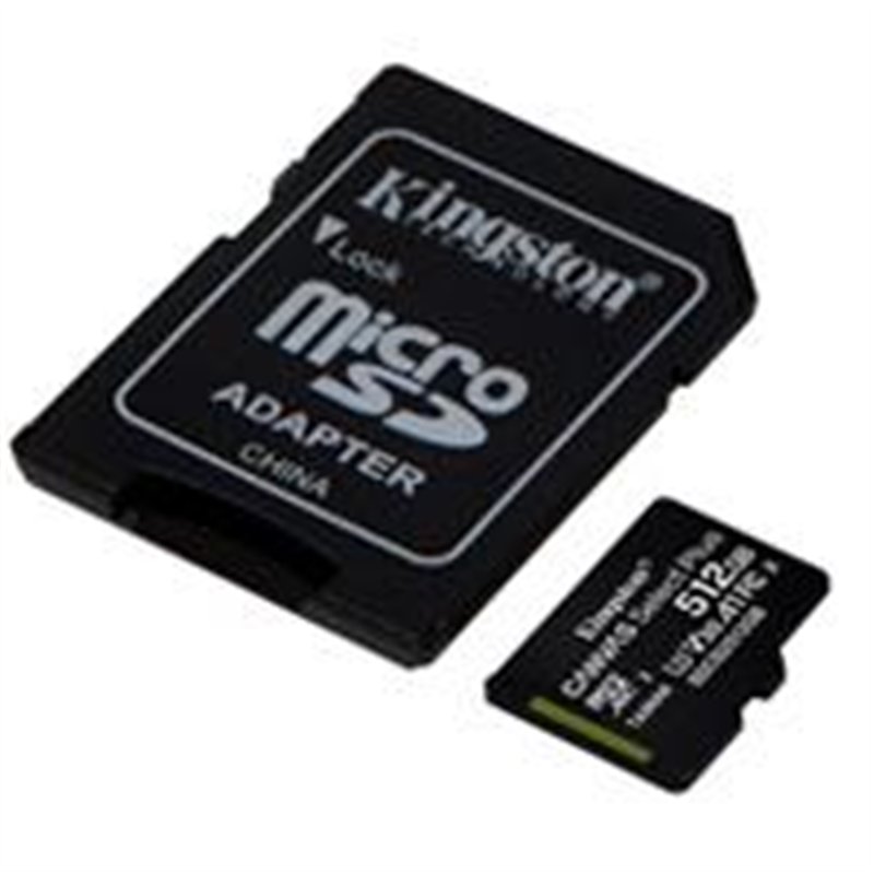 MEMORIA FLASH MICRO SD KINGSTON SDXC CANVAS SELECT PLUS 512GB 100R UHS-I U3 V30 C/ADAPTADOR (SDCS2/512GB)
