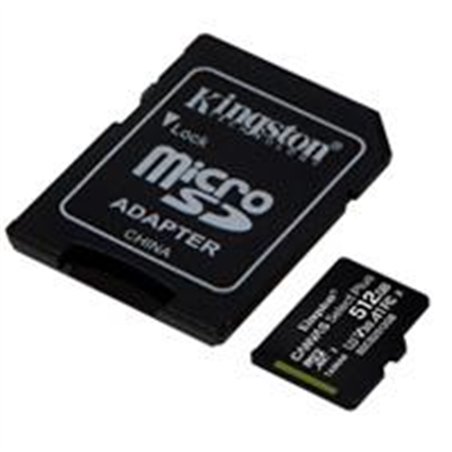MEMORIA FLASH MICRO SD KINGSTON SDXC CANVAS SELECT PLUS 512GB 100R UHS-I U3 V30 C/ADAPTADOR (SDCS2/512GB)