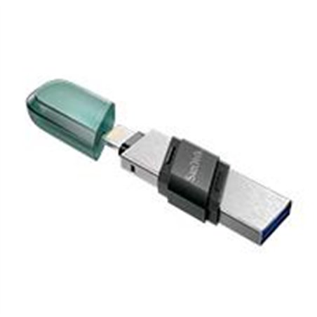 MEMORIA SANDISK 128GB IXPAND FLASH DRIVE FLIP PARA IPHONE/IPAD LIGHTNING/USB 3.1 METLICA CON TAPA DE PLSTICO SDIX90N-128G-GN6NE