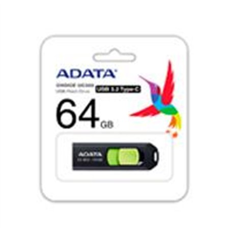 MEMORIA ADATA 64GB USB TIPO C UC300 RETRACTIL NEGRO VERDE (ACHO-UC300-64G-RBK/GN)