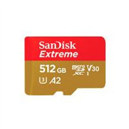 MEMORIA SANDISK MICRO SDXC 512GB EXTREME 190MB/S 4K CLASE 10 A2 V30 C/ADAPTADOR SDSQXAV-512G-GN6MA