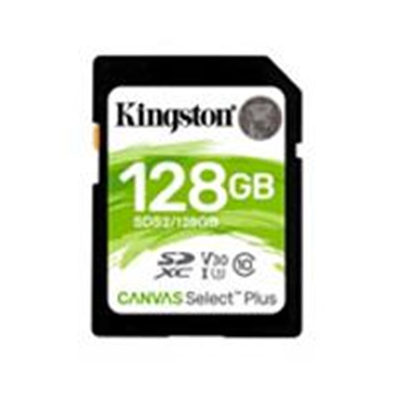 MEMORIA FLASH SD KINGSTON SDXC CANVAS SELECT 128GB 100R C10 UHS-I U3 V30 (SDS2/128GB)
