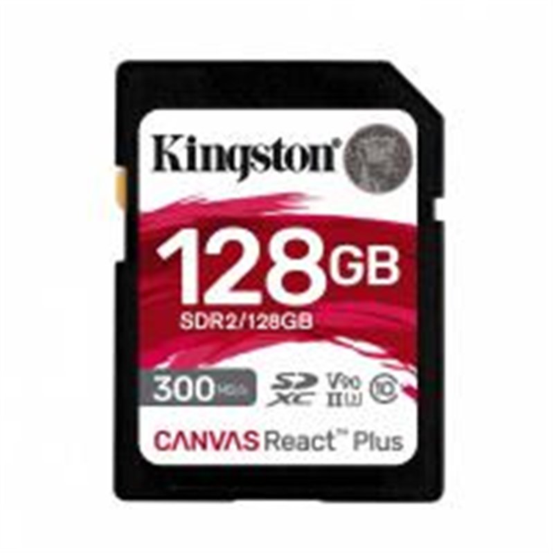 MEMORIA FLASH SD KINGSTON SDXC CANVAS REACT PLUS 128GB 300R/260W UHS-II U3 V90 (SDR/128GB)