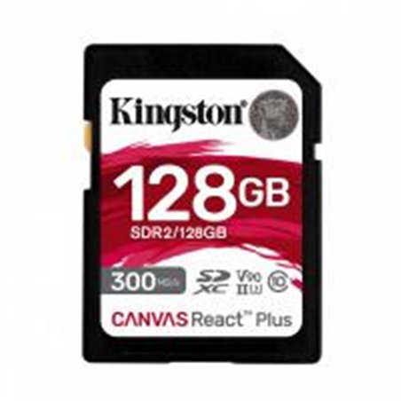 MEMORIA FLASH SD KINGSTON SDXC CANVAS REACT PLUS 128GB 300R/260W UHS-II U3 V90 (SDR/128GB)