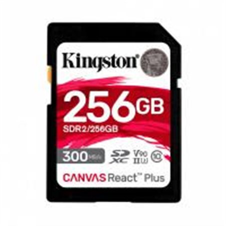 MEMORIA FLASH SD KINGSTON SDXC CANVAS REACT PLUS 256GB 300R/260W UHS-II U3 V90 (SDR/256GB)