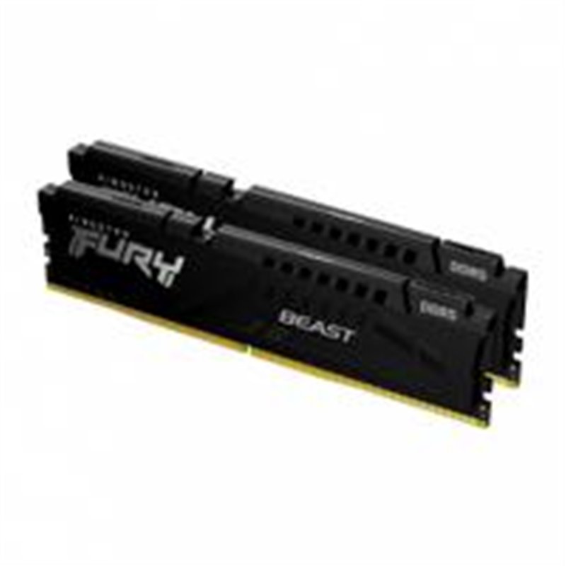 MEMORIA RAM KINGSTON DIMM DDR5 32GB 2X16GB 5200MT/S FURY BEAST BLACK CL40 288PIN 1.25V C/DISIPADOR DE CALOR P/PC/GAMER/ALTO REND