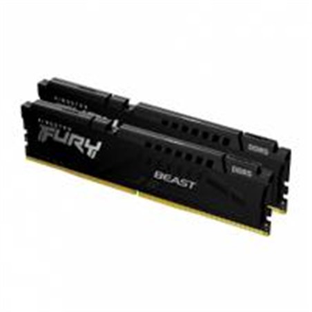 MEMORIA RAM KINGSTON DIMM DDR5 32GB 2X16GB 5200MT/S FURY BEAST BLACK CL40 288PIN 1.25V C/DISIPADOR DE CALOR P/PC/GAMER/ALTO REND