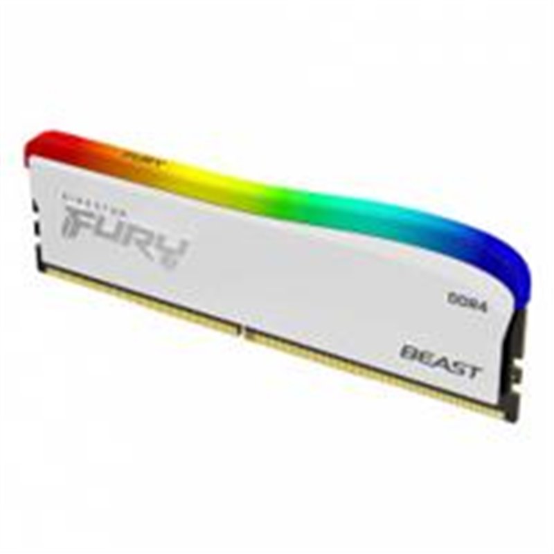 MEMORIA RAM KINGSTON DIMM DDR4 8GB 3600MT/S FURY BEAST WHITE RGB CL17 288PIN 1.35V C/DISIPADOR DE CALOR P/PC/GAMER/ALTO RENDIMIE