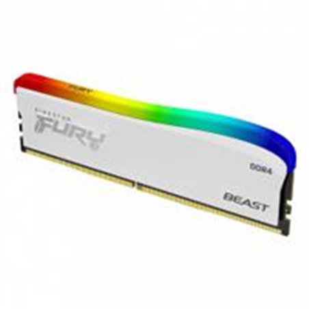 MEMORIA RAM KINGSTON DIMM DDR4 8GB 3600MT/S FURY BEAST WHITE RGB CL17 288PIN 1.35V C/DISIPADOR DE CALOR P/PC/GAMER/ALTO RENDIMIE