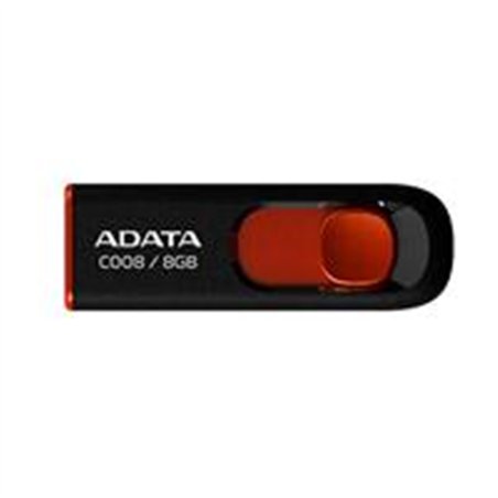 MEMORIA ADATA 16GB USB 2.0 C008 RETRACTIL NEGRO- ROJO (AC008-16G-RKD)
