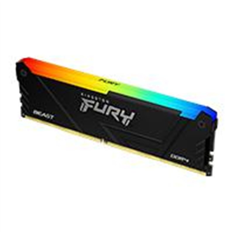 MEMORIA RAM KINGSTON DIMM DDR4 8GB 3200MT/S FURY BEAST BLACK XMP RGB CL16 288PIN 1.35V C/DISIPADOR DE CALOR P/PC/GAMER/ALTO REND