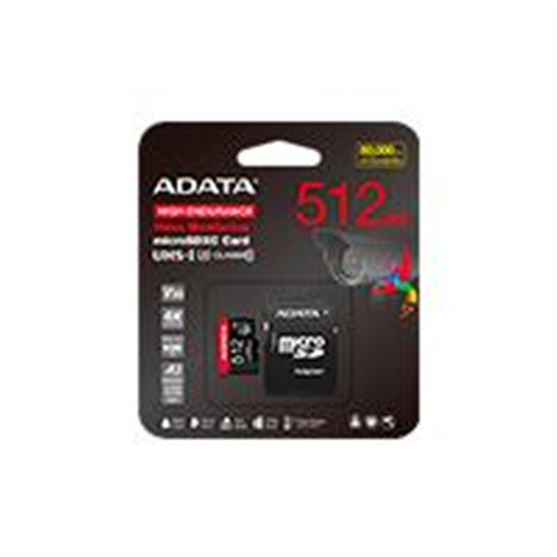 MEMORIA ADATA MICRO SDXC/SDHC 512GB UHS-I VIDEOVIGILANCIA 24/7 100MB/85MB 4K CLASE 10 U3 V30 A2 C/ADAPTADOR (AUSDX512GUI3V30SHA2