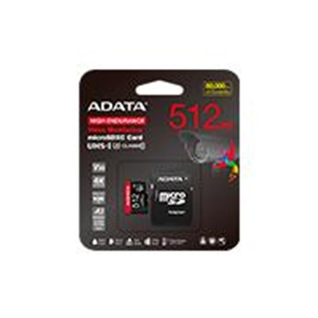 MEMORIA ADATA MICRO SDXC/SDHC 512GB UHS-I VIDEOVIGILANCIA 24/7 100MB/85MB 4K CLASE 10 U3 V30 A2 C/ADAPTADOR (AUSDX512GUI3V30SHA2