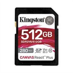 MEMORIA FLASH SD KINGSTON SDXC CANVAS REACT PLUS 512GB 280R/150W UHS-II U3 V60 (SDR2V6/512GB)