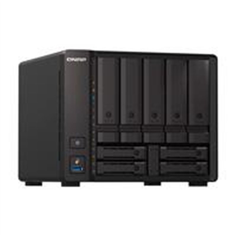 NAS QNAP TS-H973AX-8G/ 9 BAHIAS /5 DE 3,5 4 DE 2,5/NUCLEO CUADRUPLE 2.2GHZ/8GB DDR4 SODIMM HASTA 64GB/2 PTO 2,5 GBE/1 PTO 10 GBE