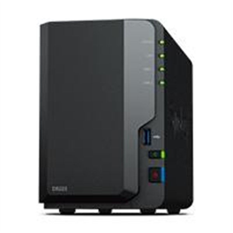 NAS SYNOLOGY DS223 /2 BAHIAS NUCLEO CUDRUPLE 1.7 GHZ /2GB DDR4/ LAN GIGABIT X1/USB 3.2 X3/SATA/HOT-SWAP/ SIN DISCOS/ REALTEK RTD