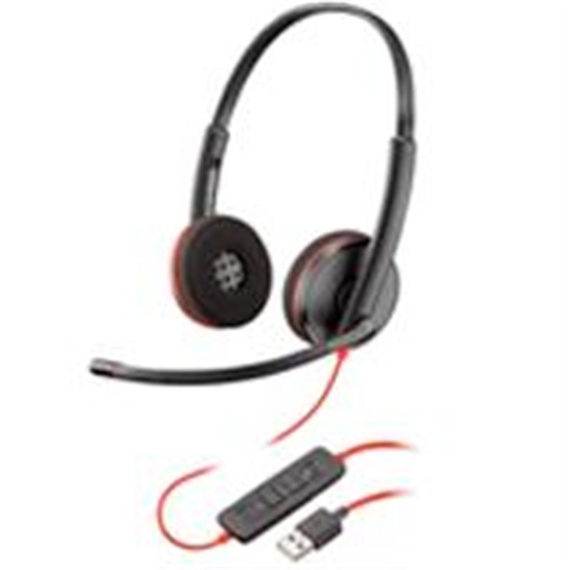 DIADEMA HP POLY 8X228A6 BLACKWIRE C3220/ ALAMBRICA BINAURAL USB-A USB-C REDUCCION DE RUIDO CON MICROFONO CONTROL EN EL CABLE COL