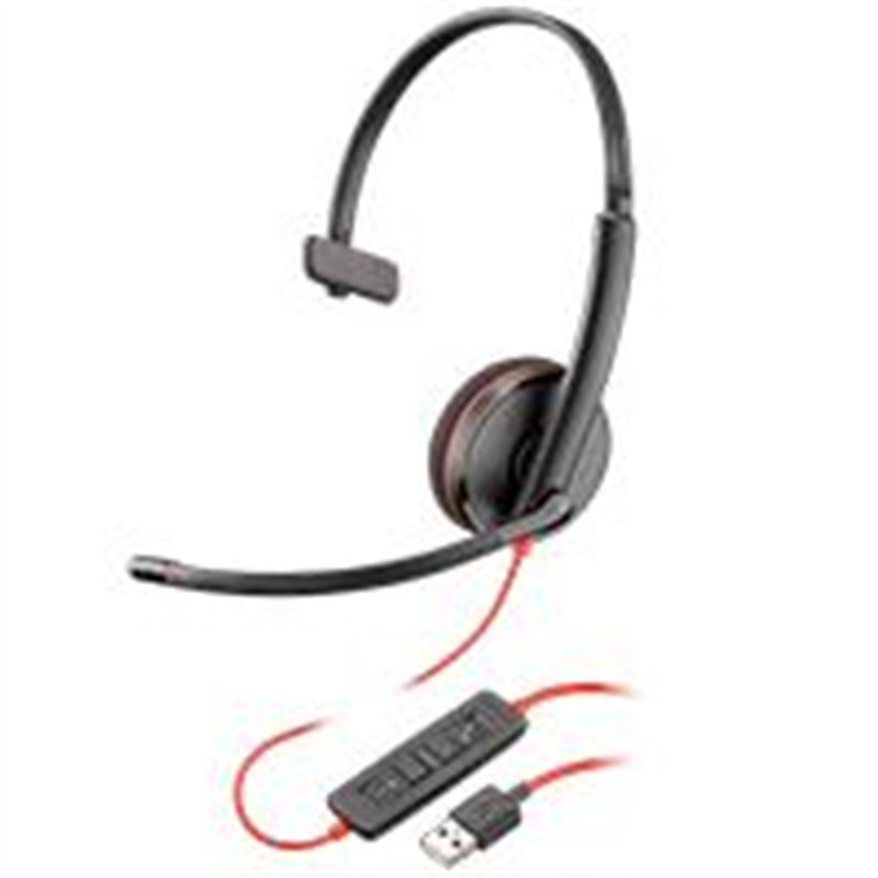 DIADEMA HP POLY 8X214A6 BLACKWIRE C3210/ ALAMBRICA MONOAURAL USB-A USB-C REDUCCION DE RUIDO CON MICROFONO CONTROL EN EL CABLE CO
