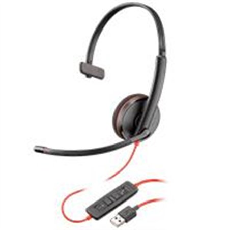 DIADEMA HP POLY 8X214A6 BLACKWIRE C3210/ ALAMBRICA MONOAURAL USB-A USB-C REDUCCION DE RUIDO CON MICROFONO CONTROL EN EL CABLE CO