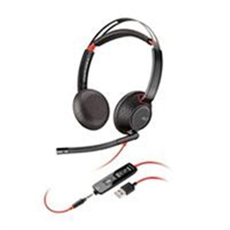 DIADEMA HP POLY 8X231AA BLACKWIRE C5220/ ALAMBRICA BINAURAL USB-A USB-C 3,5MM MICROFONO CANCELACION DE RUIDO ALMOHADILLAS DE VIN