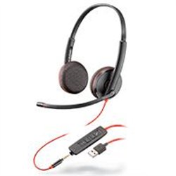 DIADEMA HP POLY 8X229A6 BLACKWIRE C3225/ ALAMBRICA BINAURAL USB-A USB-C Y 3,5 MM REDUCCION DE RUIDO CON MICROFONO CONTROL EN EL 