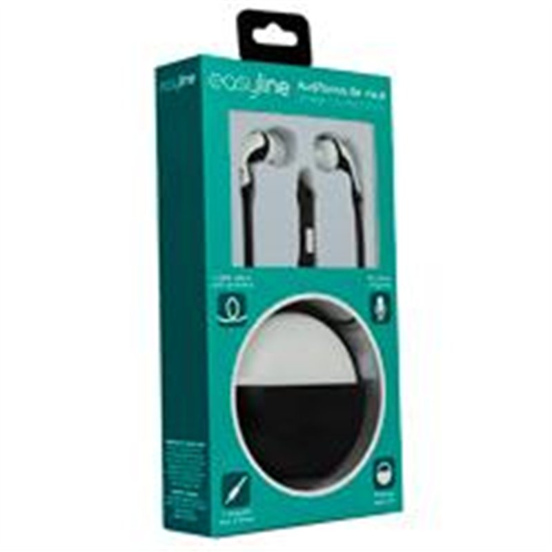 AUDIFONOS IN-EAR CON MICROFONO EASY LINE BY PERFECT CHOICE - BLACK/WHITE